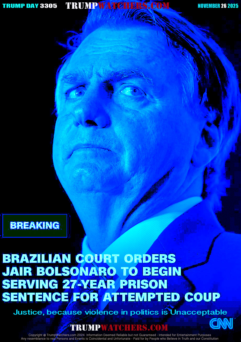 BREAKING: BRAZILIAN COURT ORDERS JAIR BOLSONARO TO BEGIN SERVING 27-YEAR PRISON SENTENCE FOR ATTEMPTED COOP.

Justice, because violence in politics is Unacceptable
